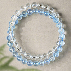 Pulsera Moderna Redonda de Cristal Azul Natural, Cuentas Transparentes, Alivio del Estrés, Sanación Espiritual, Comunicación, Piedra de la Suerte - Product Image 3