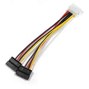 Adaptateur de répartiteur d'alimentation Molex vers SATA câble conducteur 2 voies 4 broches vers 2x15 broches