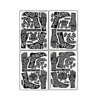 Autocollants de tatouage au henné temporaire colorés pour le corps entier, 12 pièces, motifs de tatouage marron, pochoirs