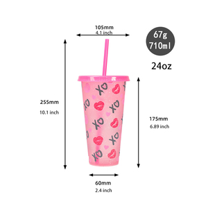 Lạnh nhạy cảm cấp thực phẩm tái sử dụng màu sắc thay đổi ly với rơm cho hàng ngày lạnh uống sử dụng - Product Image 3