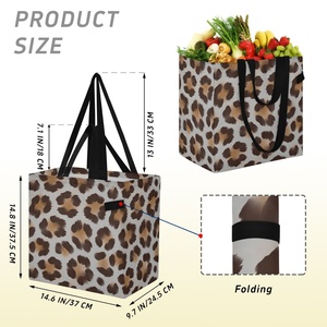 Bolso de Mano Acolchado de Poliéster Reutilizable de Gran Capacidad con Estampado de Leopardo Hawaiano para Mujer, con Logotipo Personalizado - Product Image 3