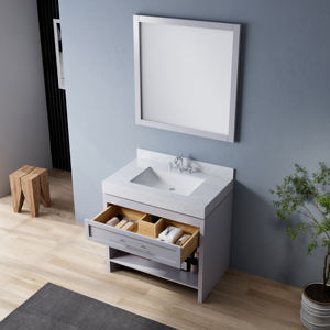 V-NONH Mueble de Baño Moderno de 30'' con Espejo LED, Lavabo Rectangular Bajo Encimera, Ideal para Hoteles, Escuelas y Apartamentos - Product Image 3