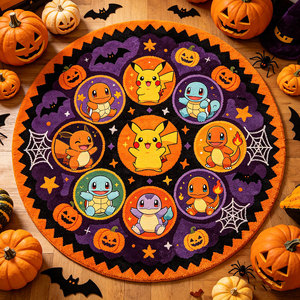 Tapis Pokémon pour la Toussaint, tapis ronds mignons pour Halloween, tapis Pokémon, tapis Death's Loom Spirit Circle, tapis citrouille pour la décoration <span class=keywords><strong>de</strong></span> la maison - Product Image 4