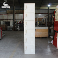 Casier de rangement en acier à 6 portes, armoire à vêtements en métal, casier en acier inoxydable à 6 niveaux