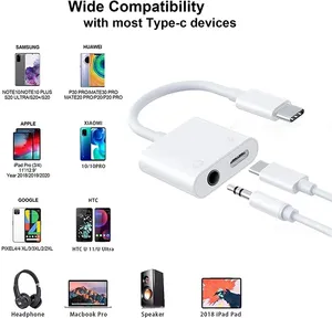 Adaptateur audio USB C vers 3,5 mm 2 en 1, prise casque de type C avec charge PD pour <span class=keywords><strong>Samsung</strong></span> Galaxy S22 S21 <span class=keywords><strong>S20</strong></span> Plus - Product Image 5