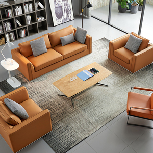 Ticari ofis kanepesi toplantı ve müzakere deri resepsiyon alanı için mobilya set - Product Image 1