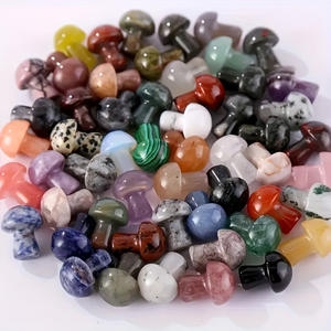 หินคริสตัลธรรมชาติขัดเงา หินบำบัดรูปเห็ด อัญมณีตกแต่งงานฝีมือ ของตกแต่งตามหลักฮวงจุ้ย สำหรับผู้หญิงผู้ชาย จี้หยกอาเกต - Product Image 1