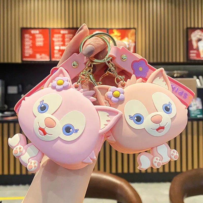 Cartoon 3d Lovely Kawaii Pvc Keychain Rubber Pendant Car Bag Backpack Keyring With Wrist Lanyard Silicone Straps