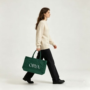 Custom Logo Oversize Extra Large Reusable Weekender Grocery Dark <b>Green</b> <b>Gift</b> Cotton Canvas Tote Bag - Product Image 4