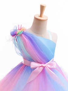 Robe <span class=keywords><strong>de</strong></span> princesse arc-en-ciel asymétrique en tulle moelleux pour enfants, idéale pour les spectacles transfrontaliers, les fêtes et les 1er anniversaires <span class=keywords><strong>des</strong></span> filles - Product Image 4