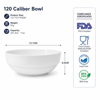 Bol japonais Hengyuan de 4,7 pouces (11,2 oz) de qualité supérieure, réutilisable, blanc, rond, épaissi, résistant aux micro-ondes, conforme aux normes FDA FCM, qualité restaurant