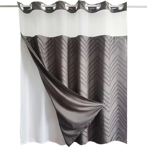 <span class=keywords><strong>Rideau</strong></span> de douche de salle de bain sans crochet de style Boho imperméable avec <span class=keywords><strong>tissu</strong></span> tissé à pompon pour la couverture de la <span class=keywords><strong>baignoire</strong></span> - Product Image 2