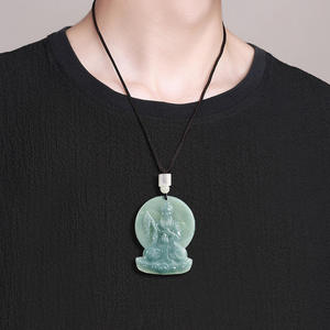 Colgante de Jadeíta Natural Azul Agua Taishang Laojun, Joyería para Hombre, Diseño Original, Regalo con Certificado de Tasación FG38 - Product Image 4