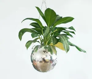 Suspensão de disco, plantador de bola de 4 "/6"/8 "/10" com corda macrame, cabide de planta para plantas internas ou externas