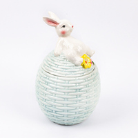 Frühling hell weiß und rosa Keramik Osterhasen Keksdose Candy Jar mit Hasen abdeckung Oster dekor Geschenke für Oster feier