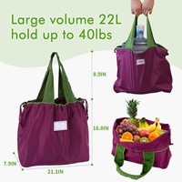Sacs de courses pliables réutilisables écologiques, design tendance Red Corner, taille moyenne, imperméables, en polyester/nylon, à porter à l'épaule