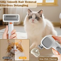 Sikat Perawatan Hewan Peliharaan 2-in-1 untuk Kucing & Anjing, Sisir Penghilang Bulu Rontok Satu Sentuhan dengan Pengunci Keamanan untuk Bulu Kusut & Terjepit