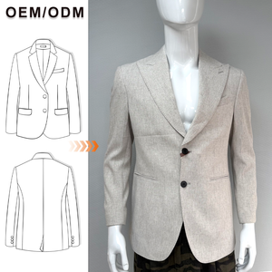 Op maat gemaakte, hoogwaardige, slanke linnen pakjas, OEM ODM, heren business casual <span class=keywords><strong>blazer</strong></span>, fabrikant van pakken. - Product Image 1
