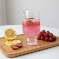 Verres à vin sans pied de couleur rose, gobelet à vin en cristal de luxe avec base en diamant pour les mariages, les anniversaires