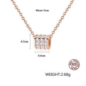 แฟชั่น <span class=keywords><strong>2019</strong></span> สตรี 18 K Rose Gold เครื่องประดับ 925 เงินสเตอร์ลิงสร้อยคอเพชร - Product Image 5