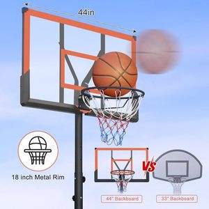 IUNNDS Soporte de Baloncesto Portátil para Exteriores, Aro de 5.73-10 pies de Altura Ajustable, Marco de Acero y PC Irrompible de 44 Pulgadas Integrado - Product Image 1