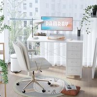 Bureau d'ordinateur de 32 pouces avec 4 tiroirs, petit bureau pour la maison, la chambre à coucher, l'étude, l'écriture, table d'ordinateur simple et moderne, blanc