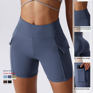 Quick Dry Soft Fabric High Waist Active Leggings <strong>With</strong> <strong>Phone</strong> <strong>Pocket</strong> <strong>Women</strong> <strong>Running</strong> Gym Cargo <strong>Shorts</strong> - Product Image 3