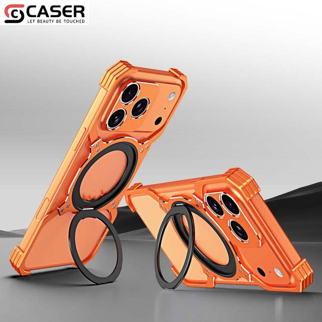 Aluminum Alloy Armor Metal Frame Phone Case With Magnetic Kickstand Shockproof Cooling Borderless Cover for iPhone 13-18