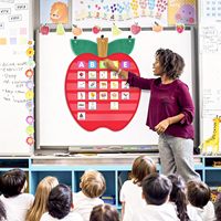 Organizador de Bolsillo con Forma de Manzana, Tamaño Personalizable, de Poliéster, Herramienta de Enseñanza para el Aula, Aprendizaje de Idiomas, Material Escolar para Niños