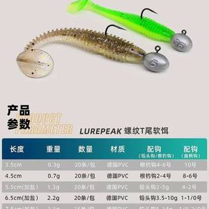 เหยื่อตกปลาแบบนิ่ม หางรูปตัว T สำหรับตกปลาในน้ำจืด เหยื่อตกปลาแบบนิ่ม รูปหนอน สีส้ม ขนาด 120 มม. - Product Image 2