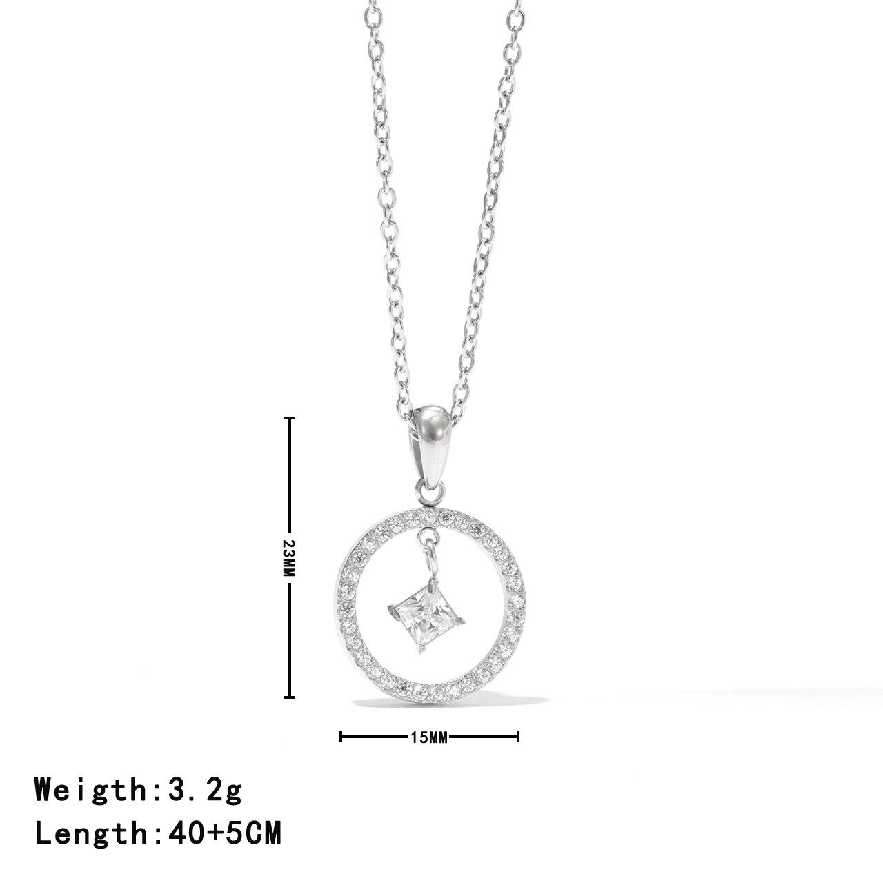 Steel round pendant necklace