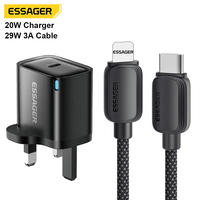 Accessoires de Téléphone Portable ESSAGER, Chargeur Rapide PD 30W 20W Type-C + Câble de Données de Charge USB-C vers USB-C