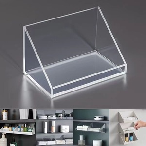 Clear Acrylic Cosmetic Storage Box <b>Foldable</b> Organizer For Bathroom Makeup And Lipstick Shelf Rack Small Household Gadget - Product Image 1