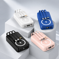 Batterie externe magnétique sans fil 20000mAh, charge rapide 22.5W, chargeur portable sans fil 15W avec 3 câbles intégrés, écran LED