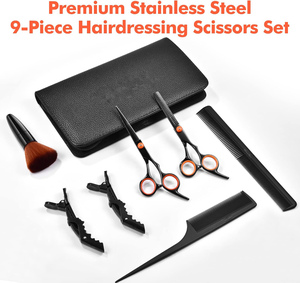 Tijeras de Peluquería de 6'' AQIABI, Tijeras de Corte de Pelo de Acero Japonés, Tijeras de Entresacar, Tijeras para Corte de Pelo, Negras, C1001 - Product Image 5