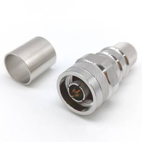 Conector RF BNC Macho de Crimpado de Baja Pérdida Raynool de 50 Ohmios con Cuerpo de Latón DC~6GHz 1.15 VSWR para Cable LMR400, Modelo N M con Pin de Soldadura