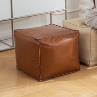 Pouf en cuir artificiel PU de style contemporain pouf pouf carré repose-pieds rangement pliable extensible pour la chambre à coucher