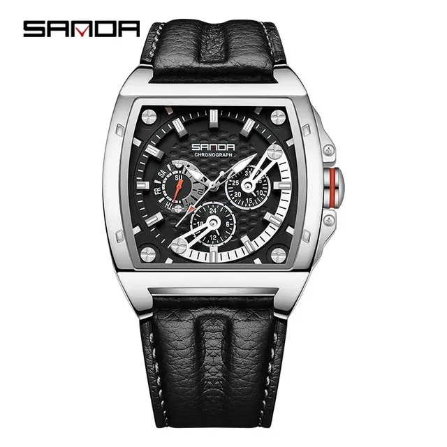 Reloj de alarma analógico deportivo Sanda 5308, relojes de cuarzo LED impermeables para hombre, cronógrafo para hombre