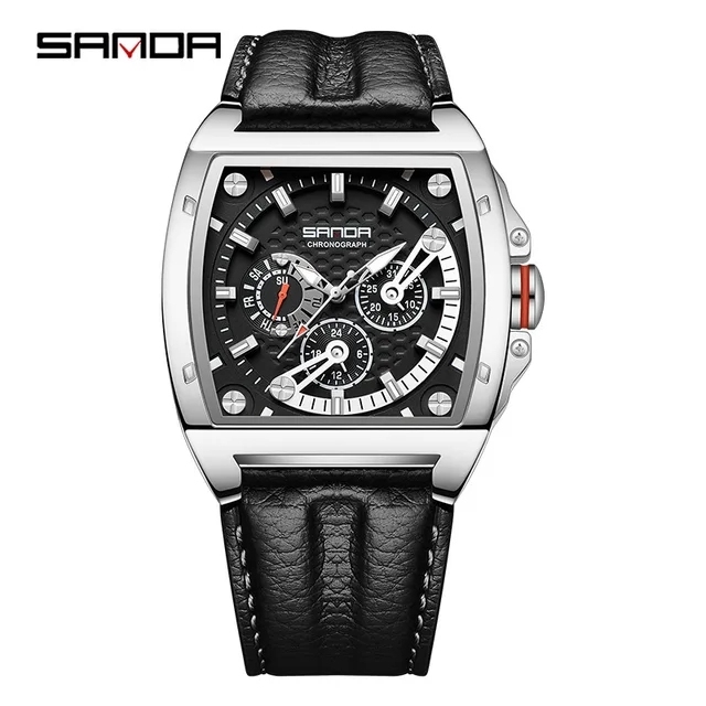 Sanda 5308 Fashion Sports Analog Alarm Watch Waterproof Men's LED Quartz Watches for Men Chronograph