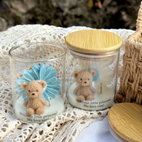 Bougies personnalisées mignonnes parfumées Teddy Daisy, parfum floral, bougies en forme de fleurs et d'ours roses pour souvenir de baptême, cadeaux d'anniversaire