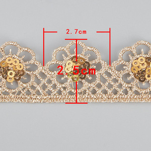 2.7cm nhà máy vàng lụa nước hòa tan ren ren Phụ Kiện Inset Bead mã vạch dân tộc ăn mặc cổ áo Cuff phụ kiện ren <span class=keywords><strong>TRIM</strong></span> - Product Image 2