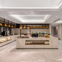 Comptoir de bar d'hôtel design, présentoir à whisky, comptoir buffet en marbre pour restaurant, mobilier commercial, comptoir de bar