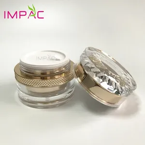 Fancy brilhante pote acrílico 50ml, cosmético jarra rosa dourado com tampa