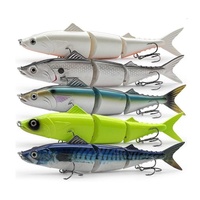 Leurre Minnow Artificiel Multi-sections en Plastique Dur 22,5 cm 111 g avec Hameçons Biomimétiques pour la Pêche en Mer et le Bass