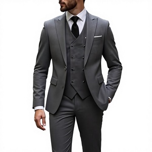 Ensemble de costume croisé perlé pour <span class=keywords><strong>homme</strong></span>, trois pièces, coupe ajustée, grande taille, pour affaires, témoin ou marié - Product Image 1