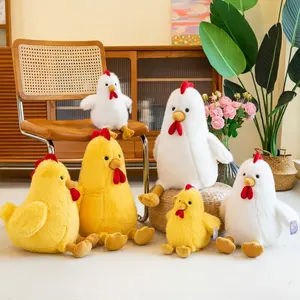 Simulated Yellow White Cock Chick Plushies Lifelike Soft Farm Animal Stuffed Plush Rooster Chicken Toys