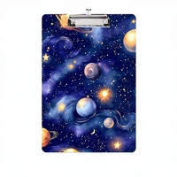 Porte-documents décoratif en plastique avec motifs planètes spatiales, clip discret, pour bureau/école, enseignants, étudiants, format A4 standard, impression UV