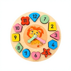Premium Quality Colorful Wooden Clock <b>Educational</b> & Time-Teaching <b>Toy</b> 12+ Months - Product Image 1