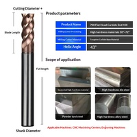 End Mill Berlapis Baja Tungsten 70 Derajat 4 Mata Pisau untuk Pemrosesan Khusus Material Keras Tinggi yang Dikeraskan dengan Panas CNC