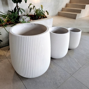 Customized <b>Large</b> Clay Flower <b>Pots</b> Tall Fiber Clay Hand Carved Durable Lightweight Planter 5-Gallon Home Garden Indoor Plant Pack - Product Image 1
